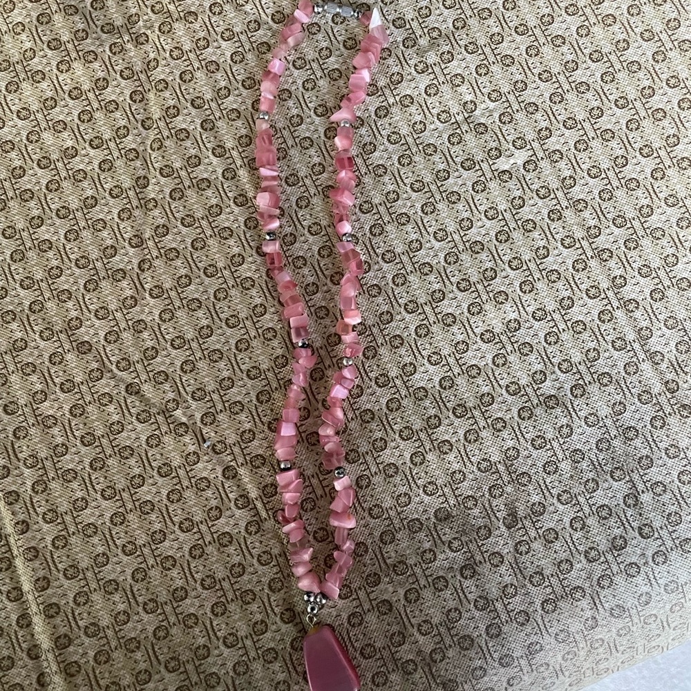 Pink gem necklace